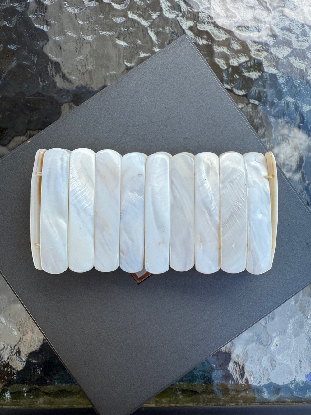 White Mother of Pearl Panel Stretch Bracelet
